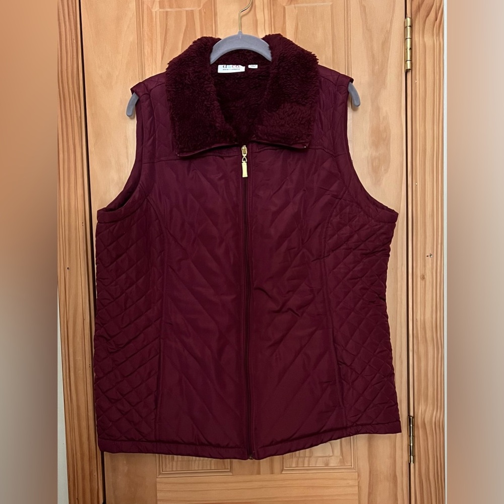 Denim & Co. Burgundy Quilted Vest
